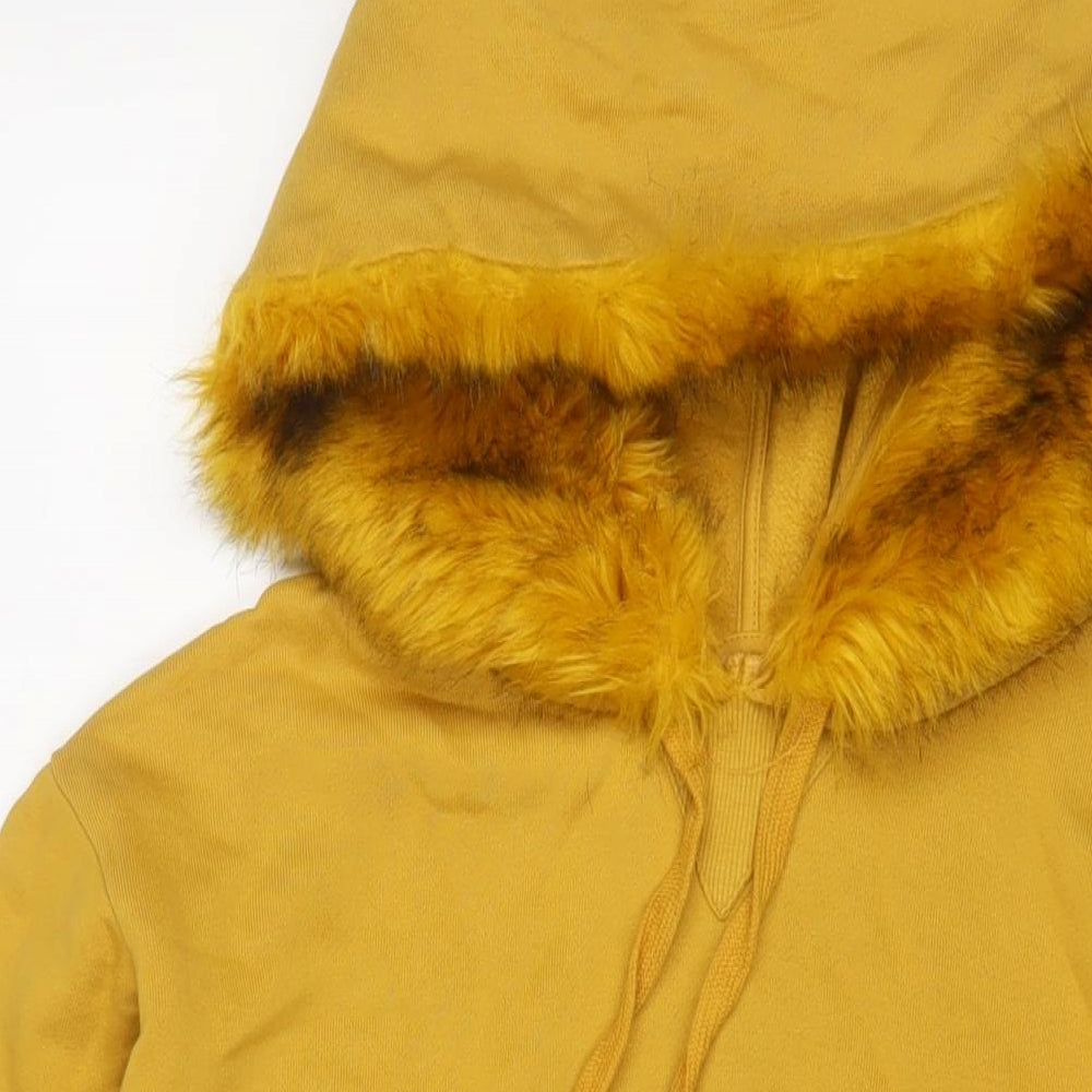 River Island Womens Yellow Cotton Pullover Hoodie Size 8 Pullover