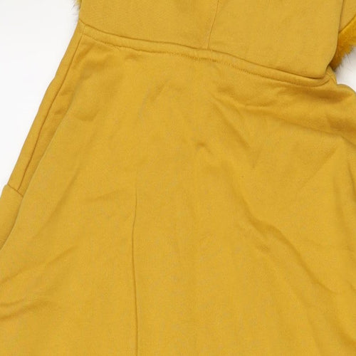 River Island Womens Yellow Cotton Pullover Hoodie Size 8 Pullover