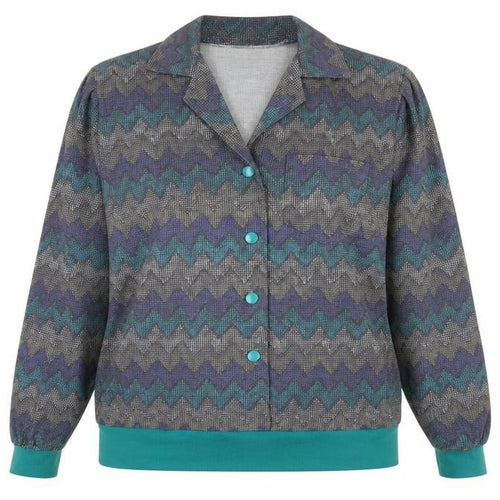 Le Ronde Fashions Womens Multicoloured V-Neck Geometric Acrylic Cardigan Jumper Size 18