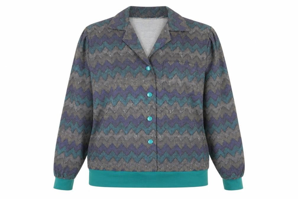Le Ronde Fashions Womens Multicoloured V-Neck Geometric Acrylic Cardigan Jumper Size 18
