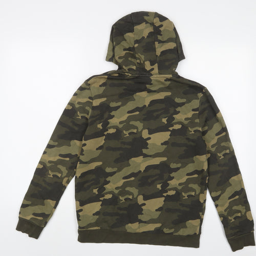 Marks and Spencer Boys Green Camouflage Cotton Pullover Hoodie Size 13-14 Years Pullover