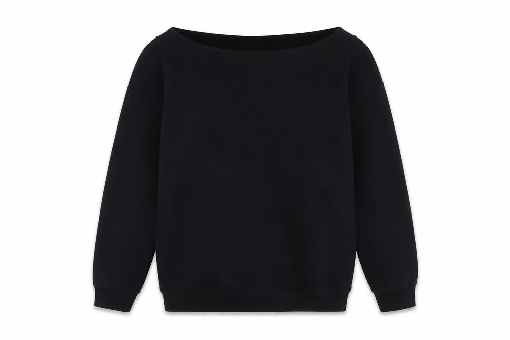 Front view of H&M women’s black cotton pullover sweatshirt, size S, pullover