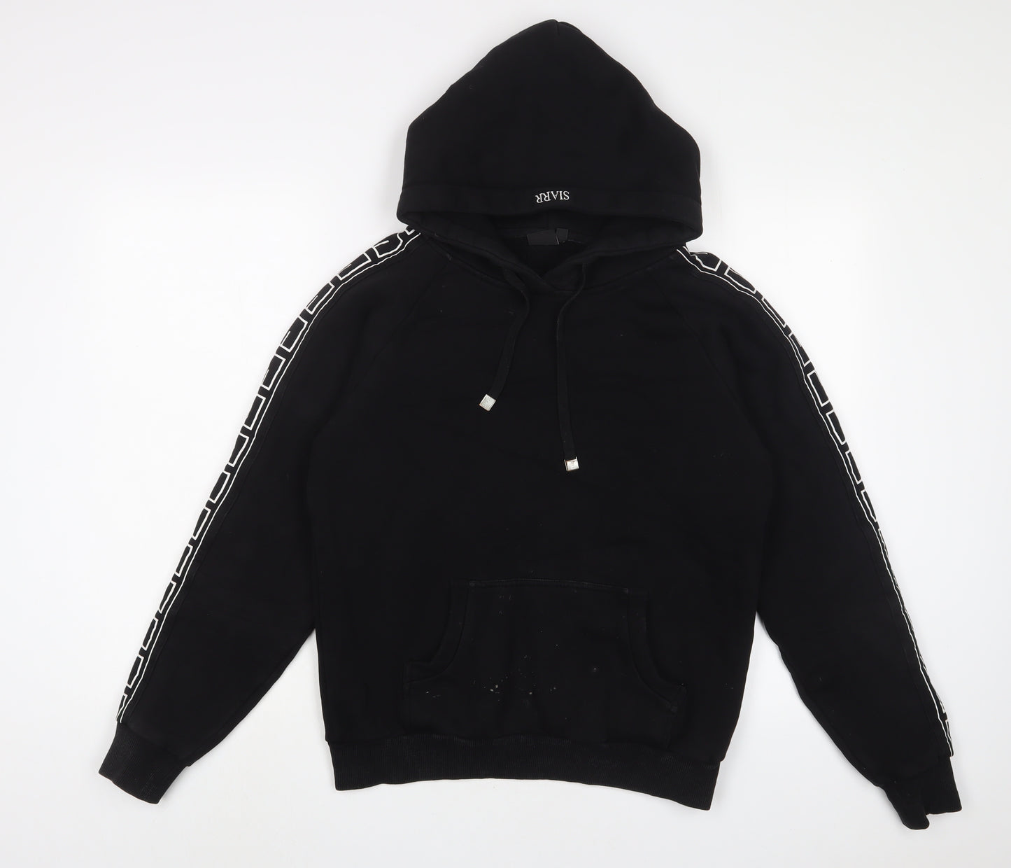 Siarr Mens Black Cotton Pullover Hoodie Size S