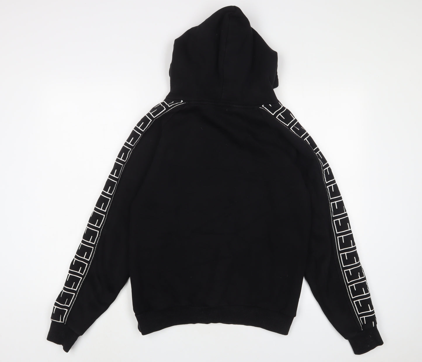 Siarr Mens Black Cotton Pullover Hoodie Size S