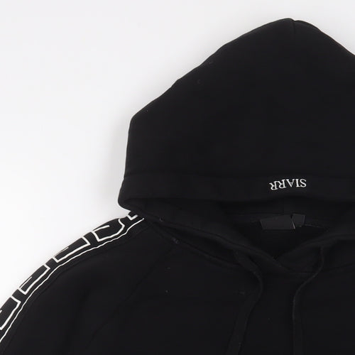 Siarr Mens Black Cotton Pullover Hoodie Size S