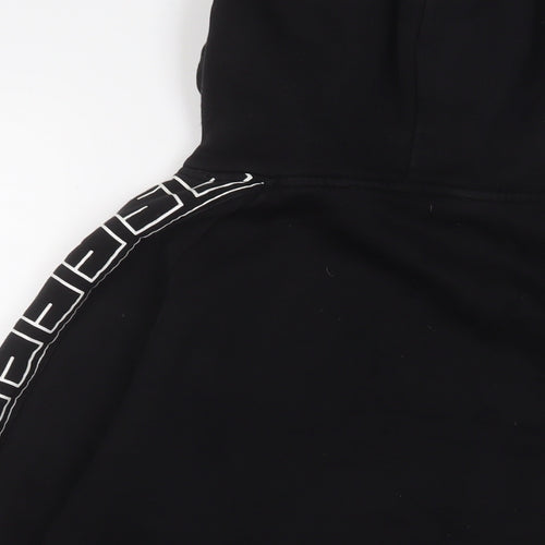 Siarr Mens Black Cotton Pullover Hoodie Size S