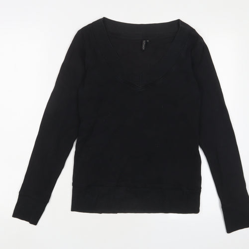 Topshop Womens Black Cotton Pullover Sweatshirt Size 14 Pullover