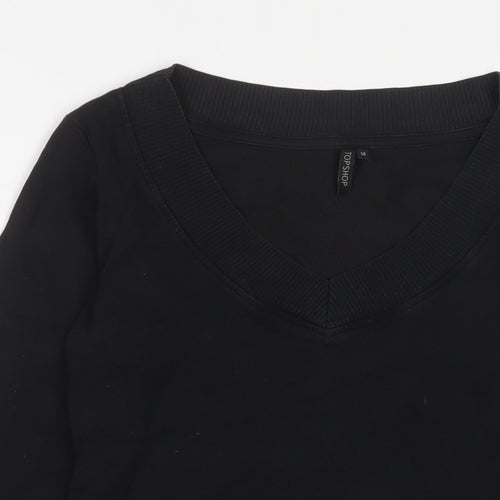 Topshop Womens Black Cotton Pullover Sweatshirt Size 14 Pullover