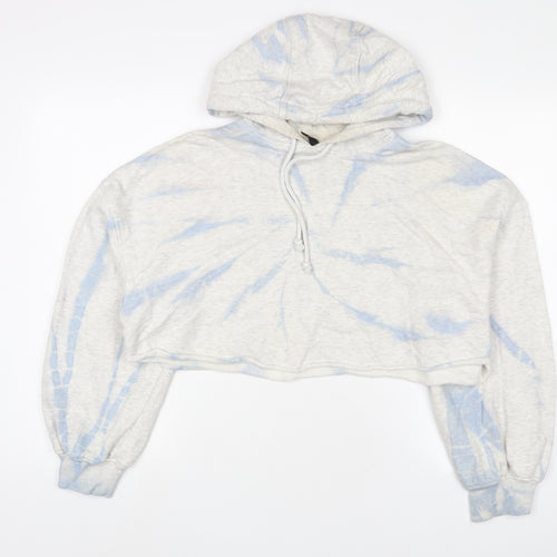 H&M Womens Blue Geometric Cotton Pullover Hoodie Size M Pullover