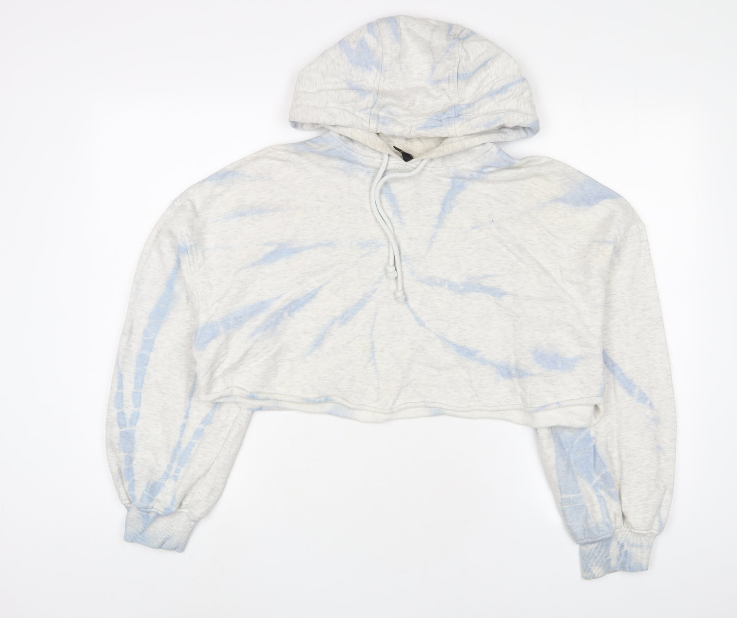 H&M Womens Blue Geometric Cotton Pullover Hoodie Size M Pullover