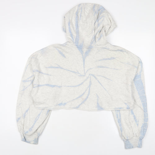 H&M Womens Blue Geometric Cotton Pullover Hoodie Size M Pullover