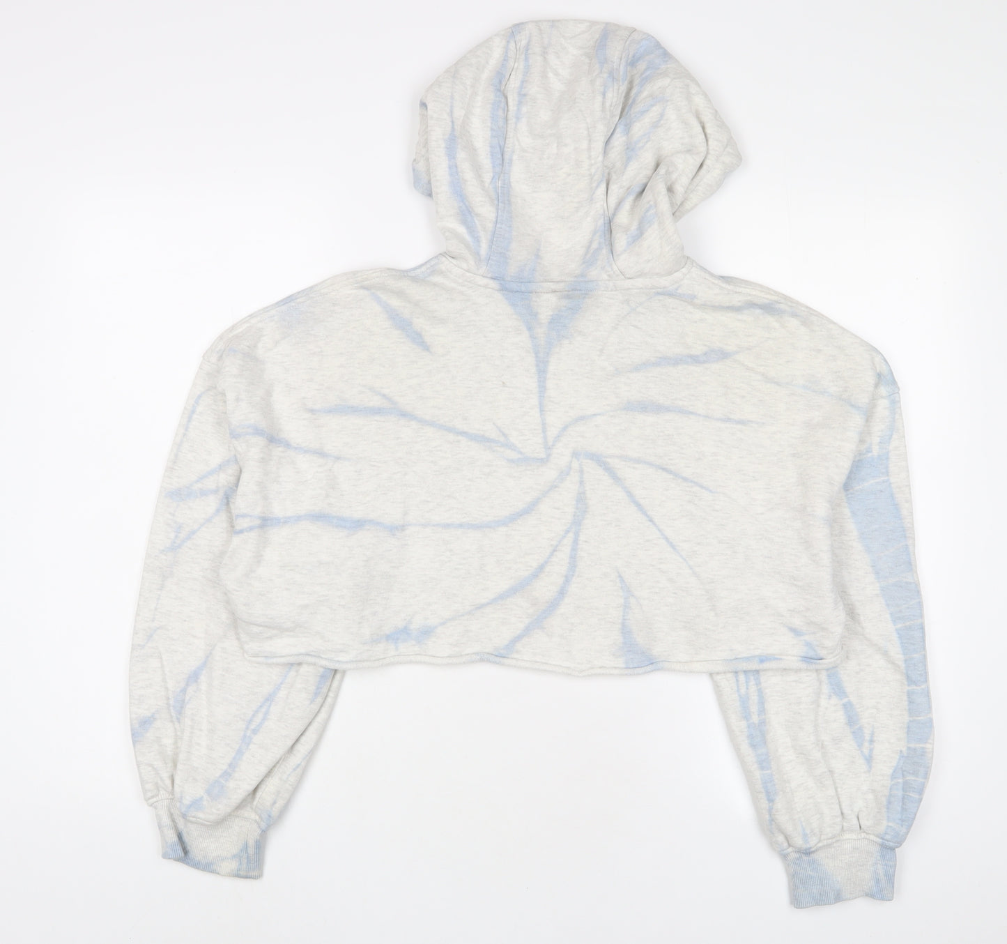 H&M Womens Blue Geometric Cotton Pullover Hoodie Size M Pullover
