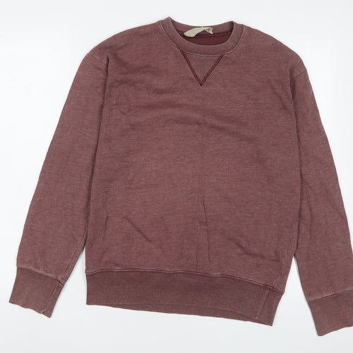 Zara Mens Red Cotton Pullover Sweatshirt Size M