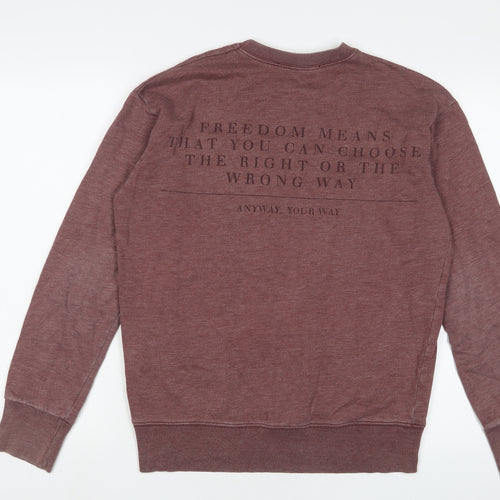 Zara Mens Red Cotton Pullover Sweatshirt Size M
