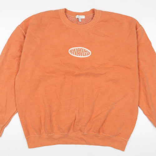 Topshop Womens Orange Cotton Pullover Sweatshirt Size XS Pullover