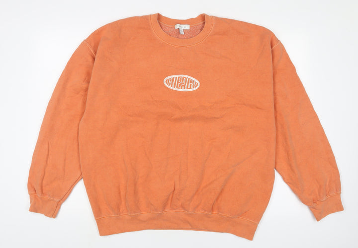 Topshop Womens Orange Cotton Pullover Sweatshirt Size XS Pullover