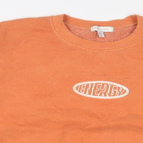 Topshop Womens Orange Cotton Pullover Sweatshirt Size XS Pullover