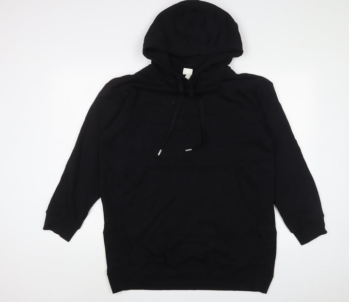H&M Mens Black Cotton Pullover Hoodie Size S
