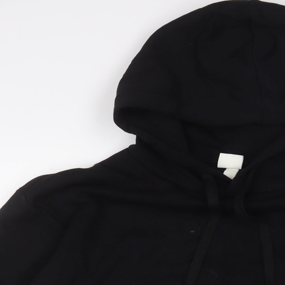 H&M Mens Black Cotton Pullover Hoodie Size S