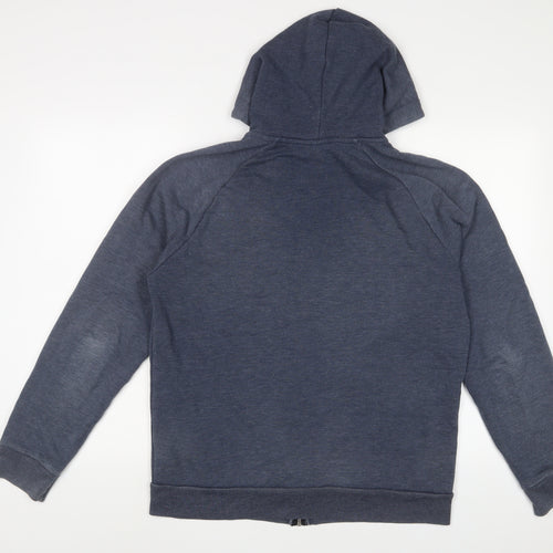 Topman Mens Blue Cotton Full Zip Hoodie Size L