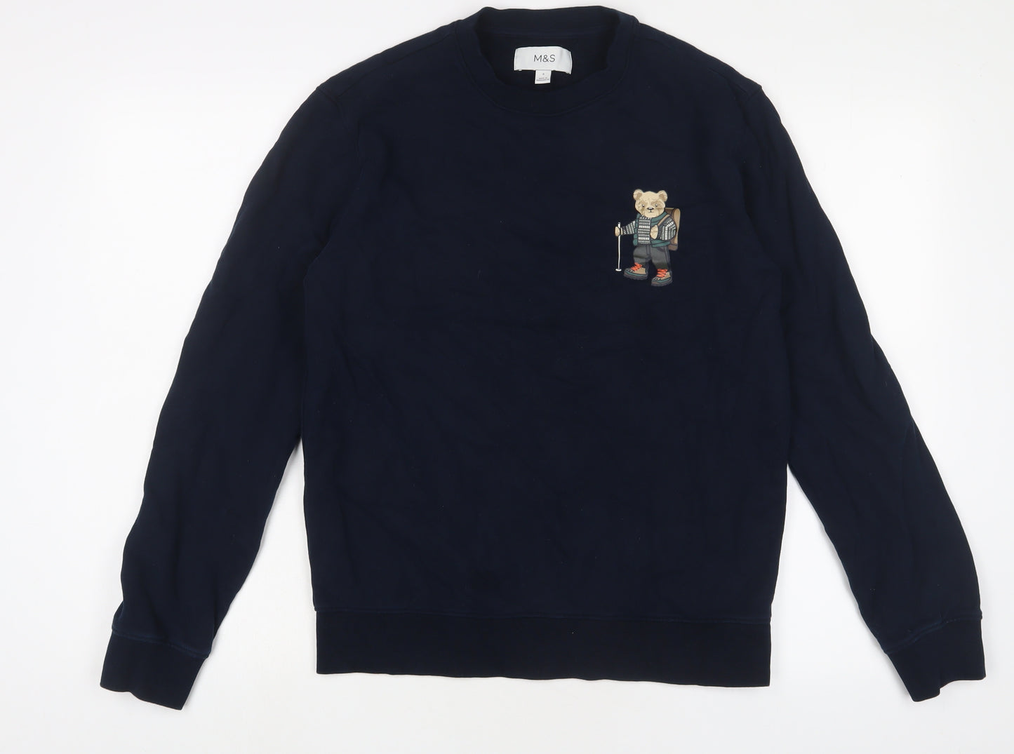 Marks and Spencer Mens Blue Cotton Pullover Sweatshirt Size S