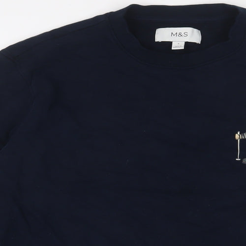 Marks and Spencer Mens Blue Cotton Pullover Sweatshirt Size S