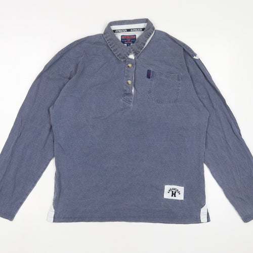 Edwards Heavies Womens Blue Cotton Basic Polo Size 12 Collared - Embroidered