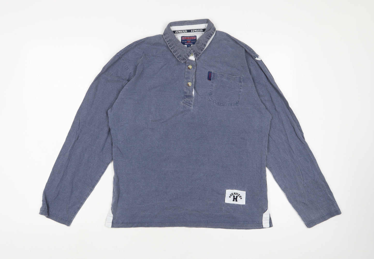 Edwards Heavies Womens Blue Cotton Basic Polo Size 12 Collared - Embroidered