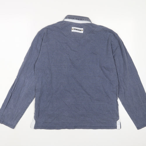 Edwards Heavies Womens Blue Cotton Basic Polo Size 12 Collared - Embroidered