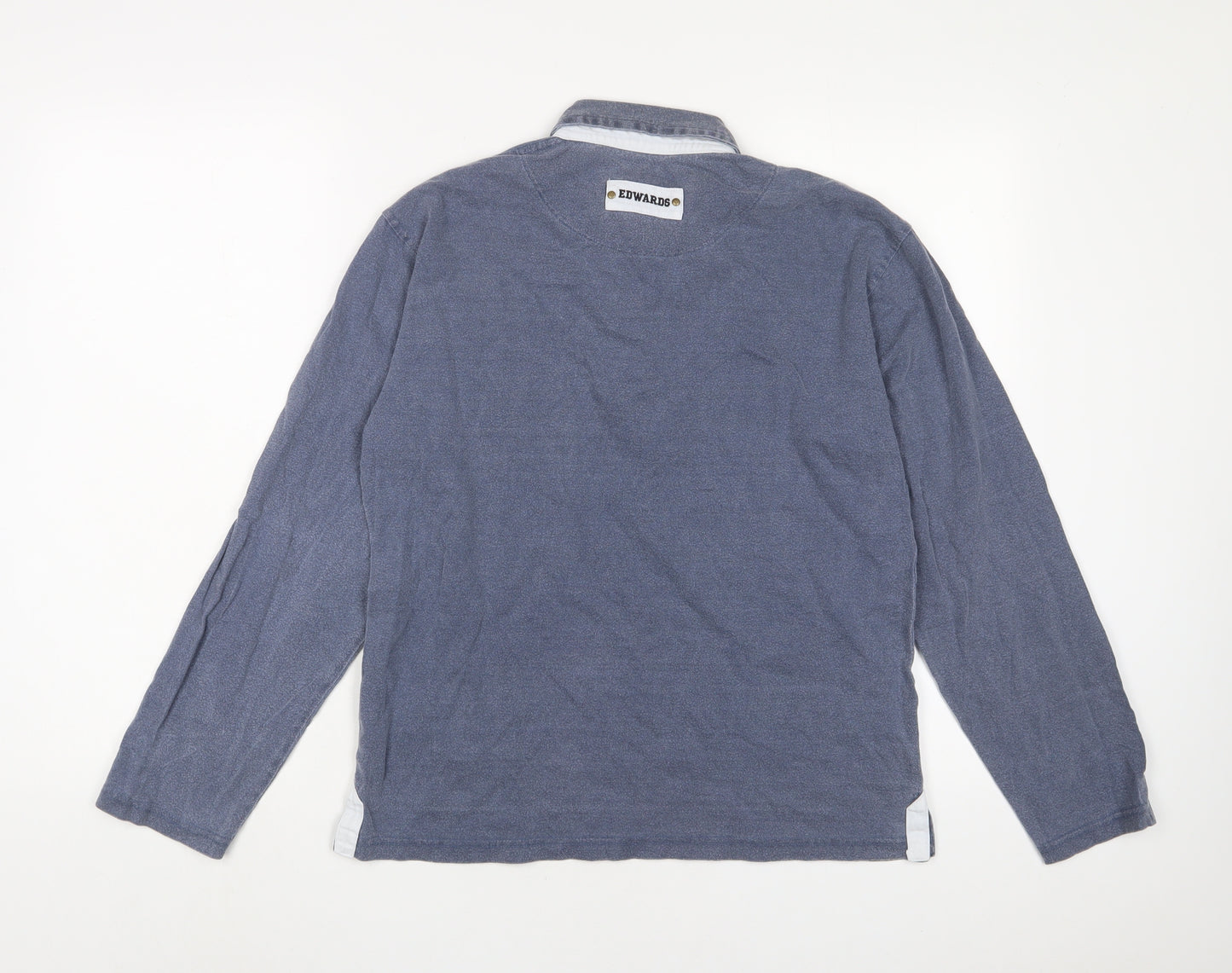 Edwards Heavies Womens Blue Cotton Basic Polo Size 12 Collared - Embroidered
