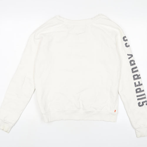 Superdry Womens White Cotton Pullover Sweatshirt Size M Pullover - Sequins