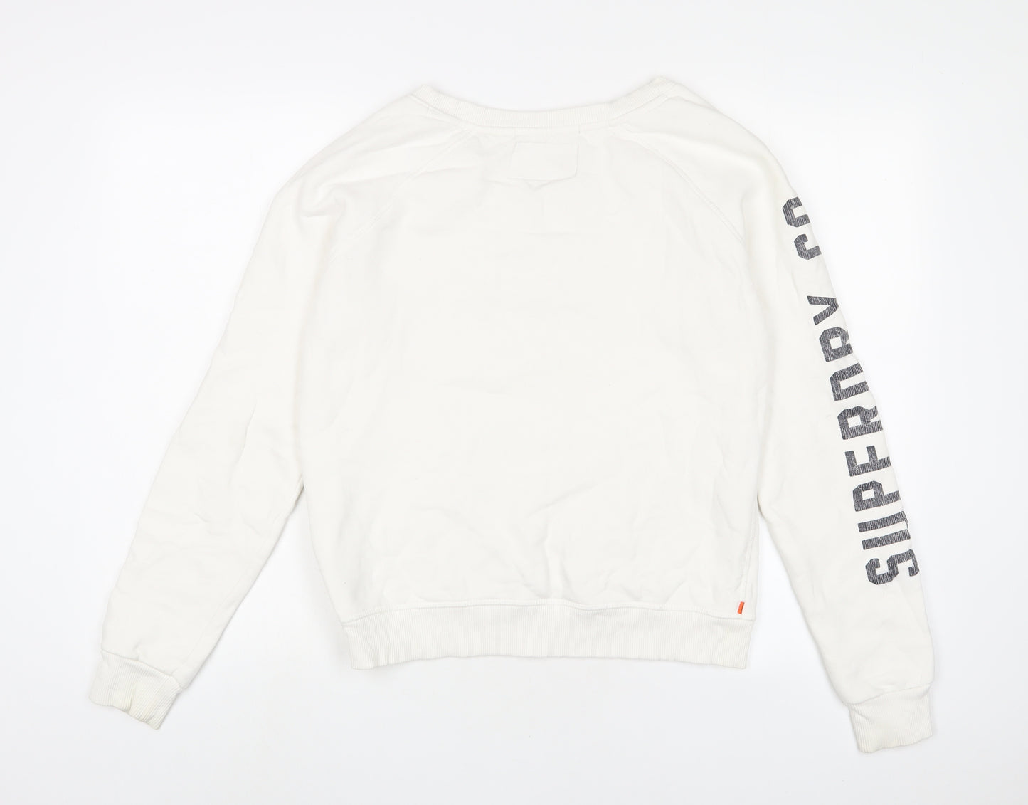 Superdry Womens White Cotton Pullover Sweatshirt Size M Pullover - Sequins