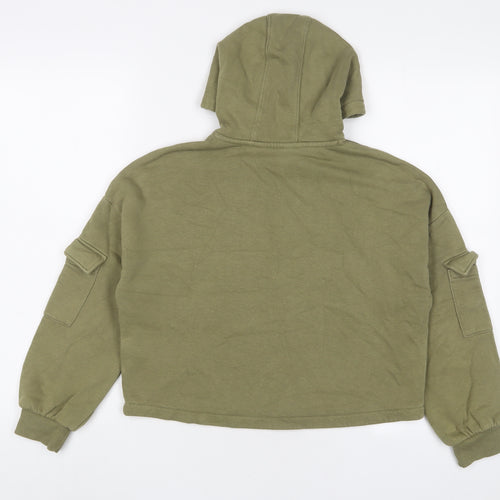 Marks and Spencer Girls Green Cotton Pullover Hoodie Size 10-11 Years Pullover
