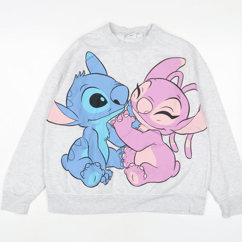 Lilo & Stitch Womens Grey Cotton Pullover Sweatshirt Size 10 Pullover - 10/12