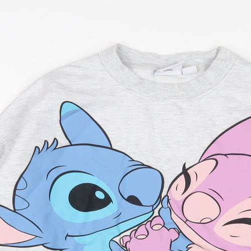 Lilo & Stitch Womens Grey Cotton Pullover Sweatshirt Size 10 Pullover - 10/12