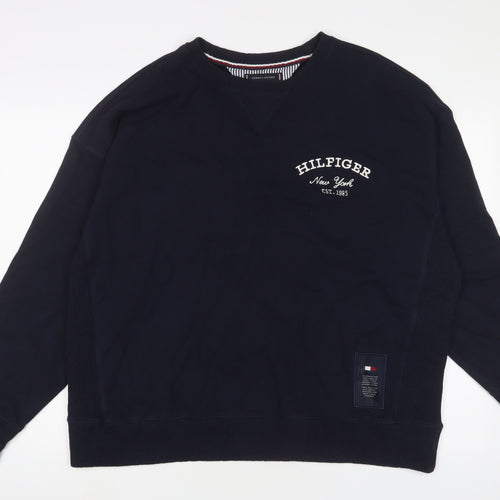 Tommy Hilfiger Mens Blue Cotton Pullover Sweatshirt Size XL - Logo, Embroidered