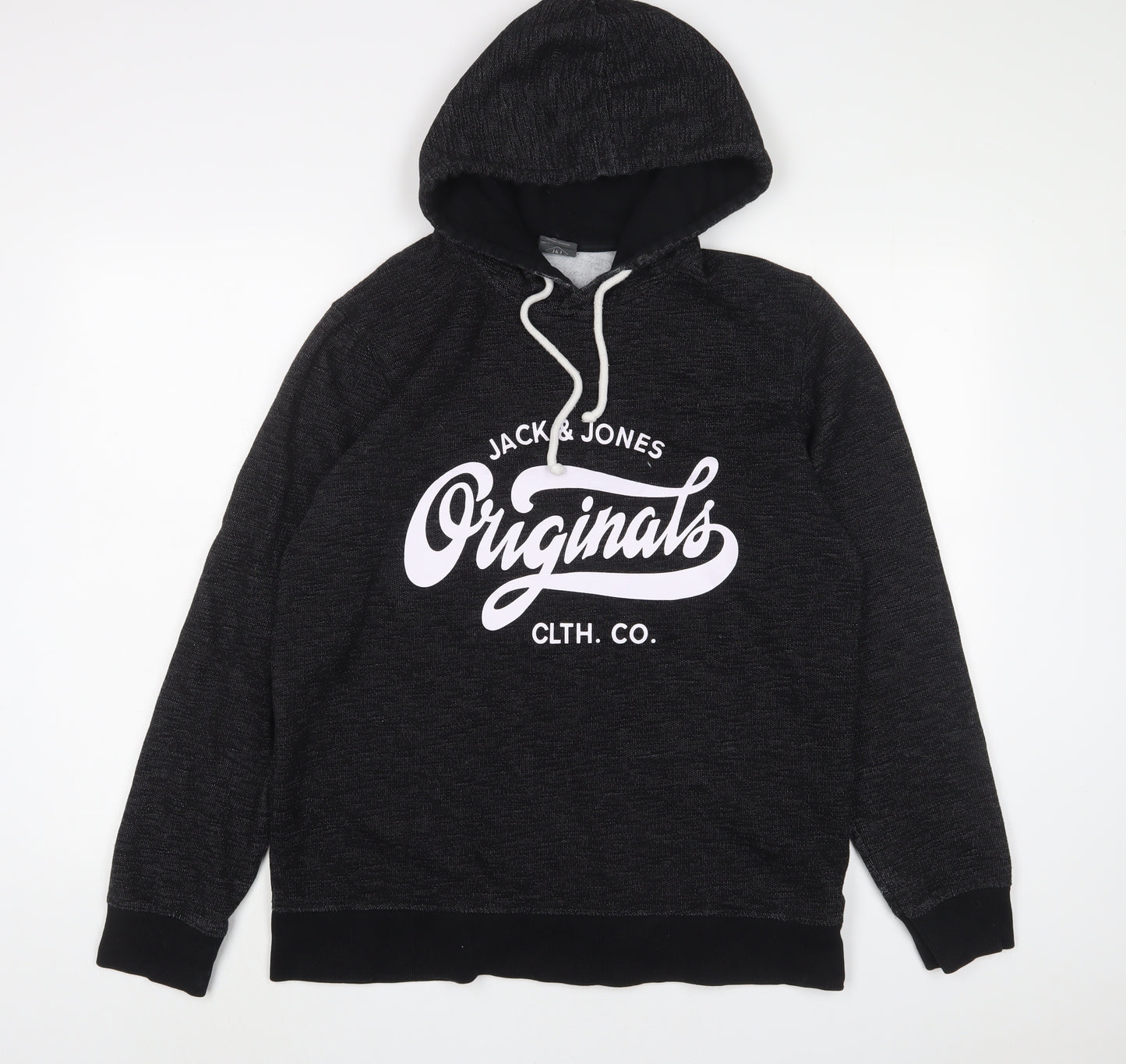 JACK & JONES Mens Black Cotton Pullover Hoodie Size XL