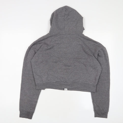 Topshop Womens Grey Cotton Full Zip Hoodie Size 12 Zip