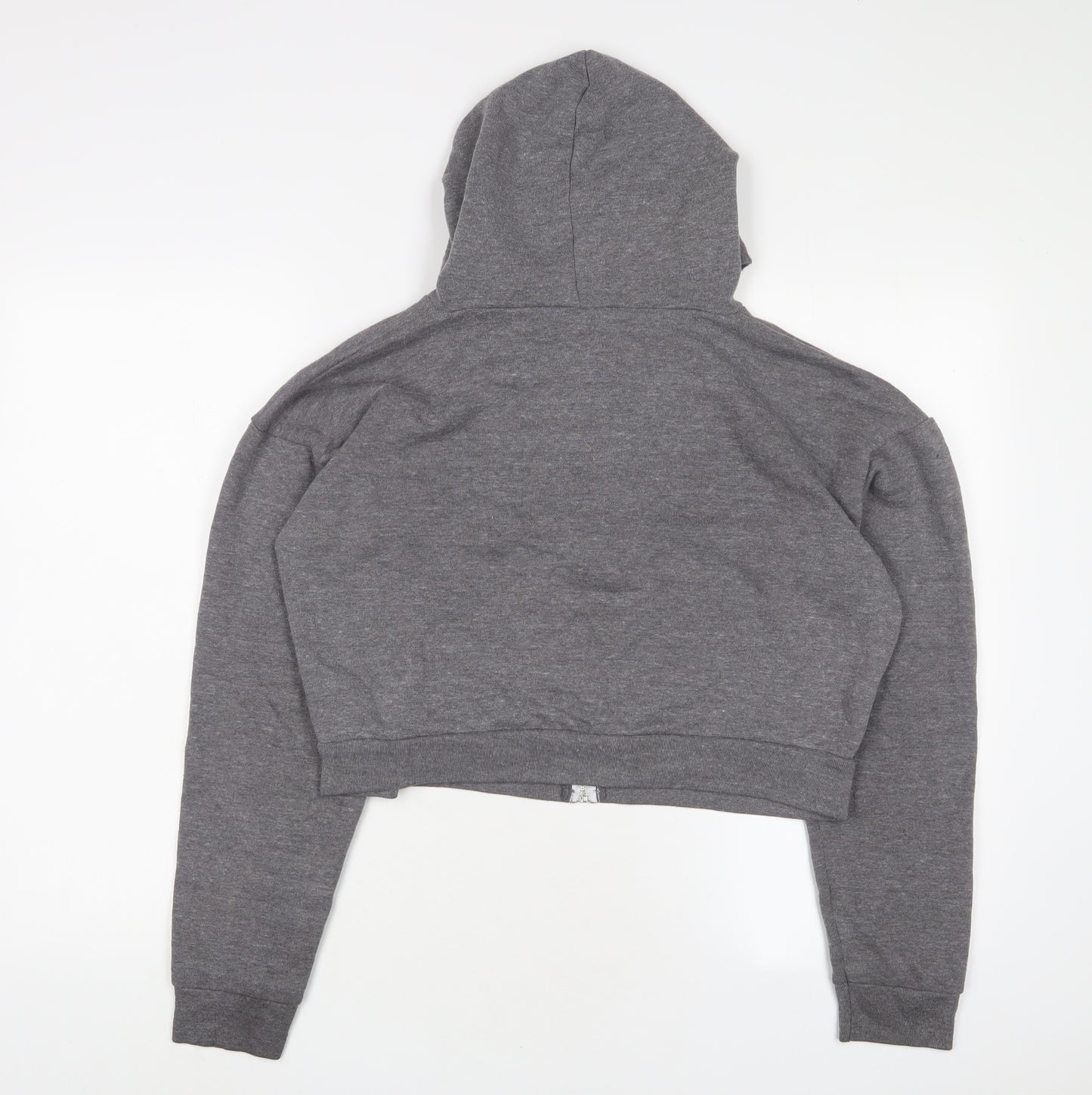 Topshop Womens Grey Cotton Full Zip Hoodie Size 12 Zip