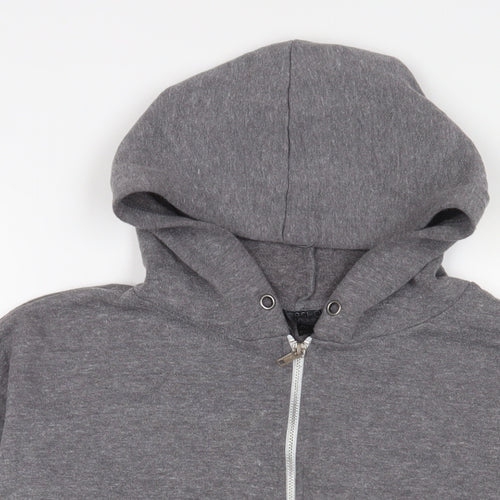 Topshop Womens Grey Cotton Full Zip Hoodie Size 12 Zip