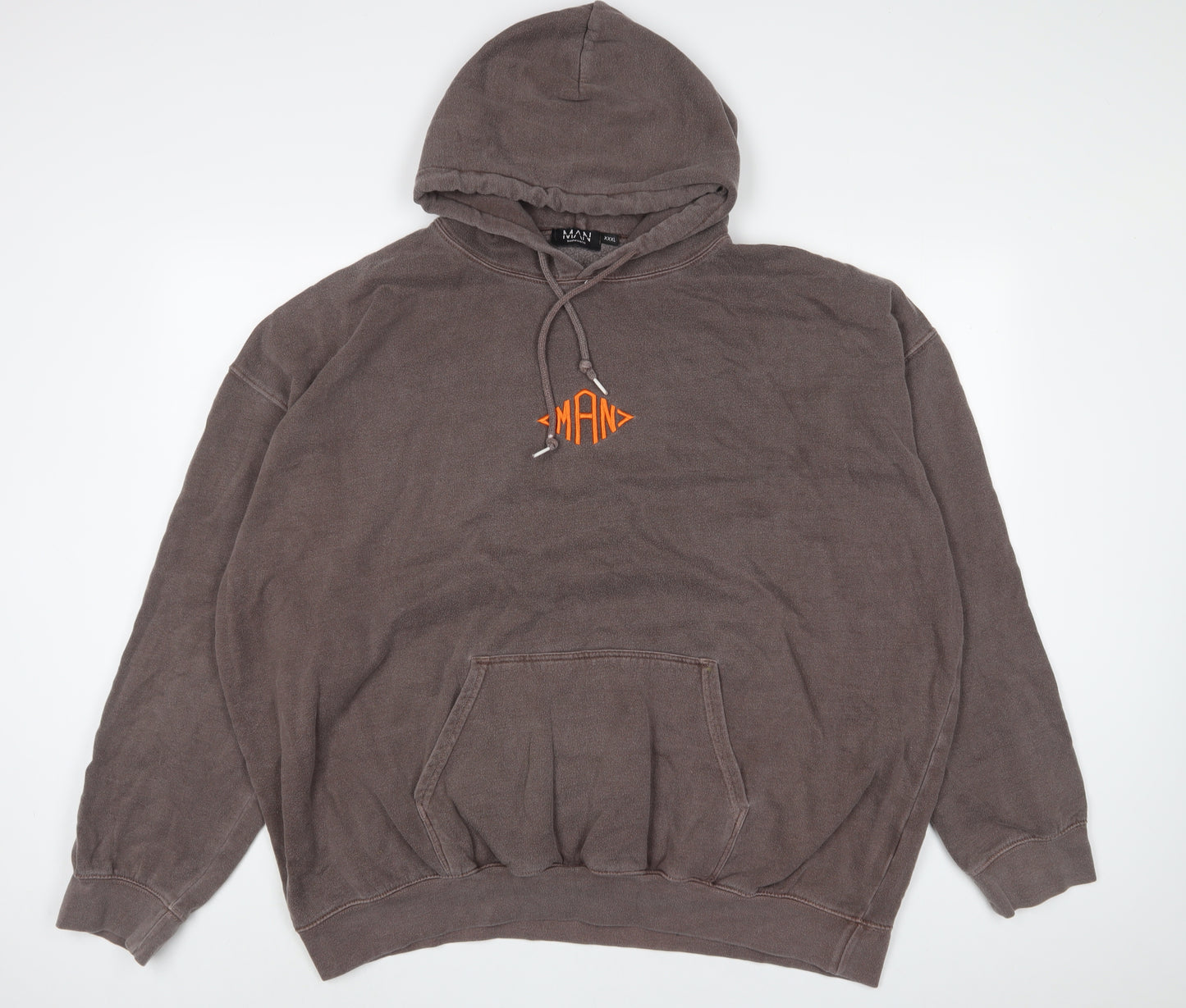 Boohoo Mens Brown Cotton Pullover Hoodie Size 3XL - Embroidered