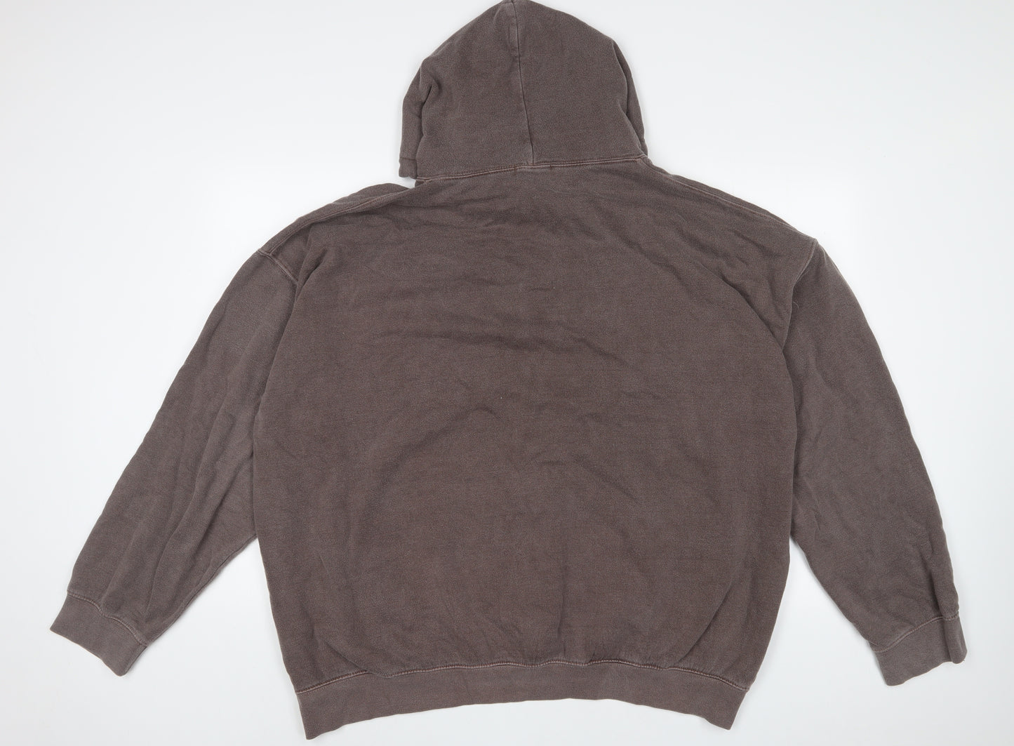 Boohoo Mens Brown Cotton Pullover Hoodie Size 3XL - Embroidered