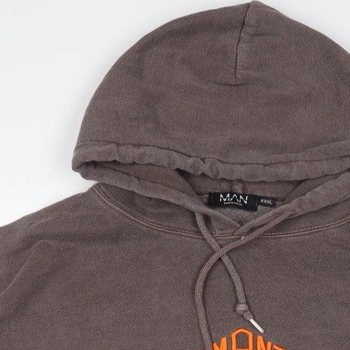 Boohoo Mens Brown Cotton Pullover Hoodie Size 3XL - Embroidered