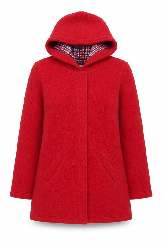 Front view of D&Co women’s red jacket, size S, zip - pockets