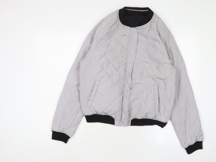 New Look Girls Grey Bomber Jacket Jacket Size 14-15 Years Zip