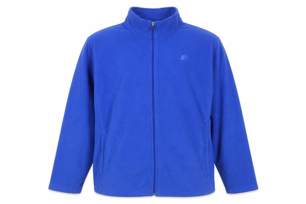 Front view of Star men’s blue jacket, size 2XL, zip - logo, embroidered