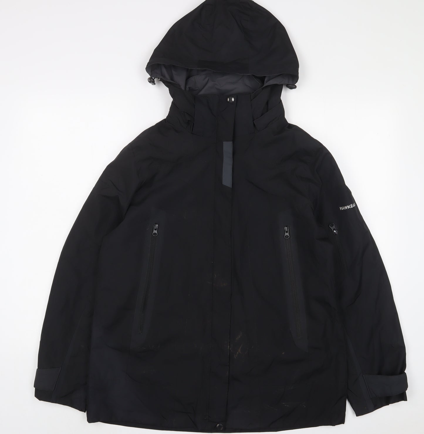 Hawke & Co Womens Black Jacket Coat Size 12 Zip - Zip Pockets