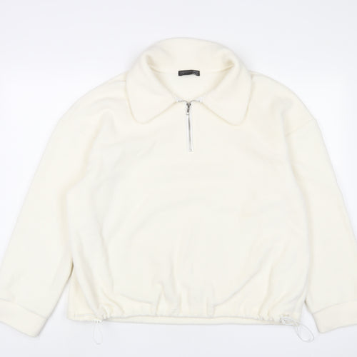 Dazy Womens White Polyester Pullover Sweatshirt Size XL Zip