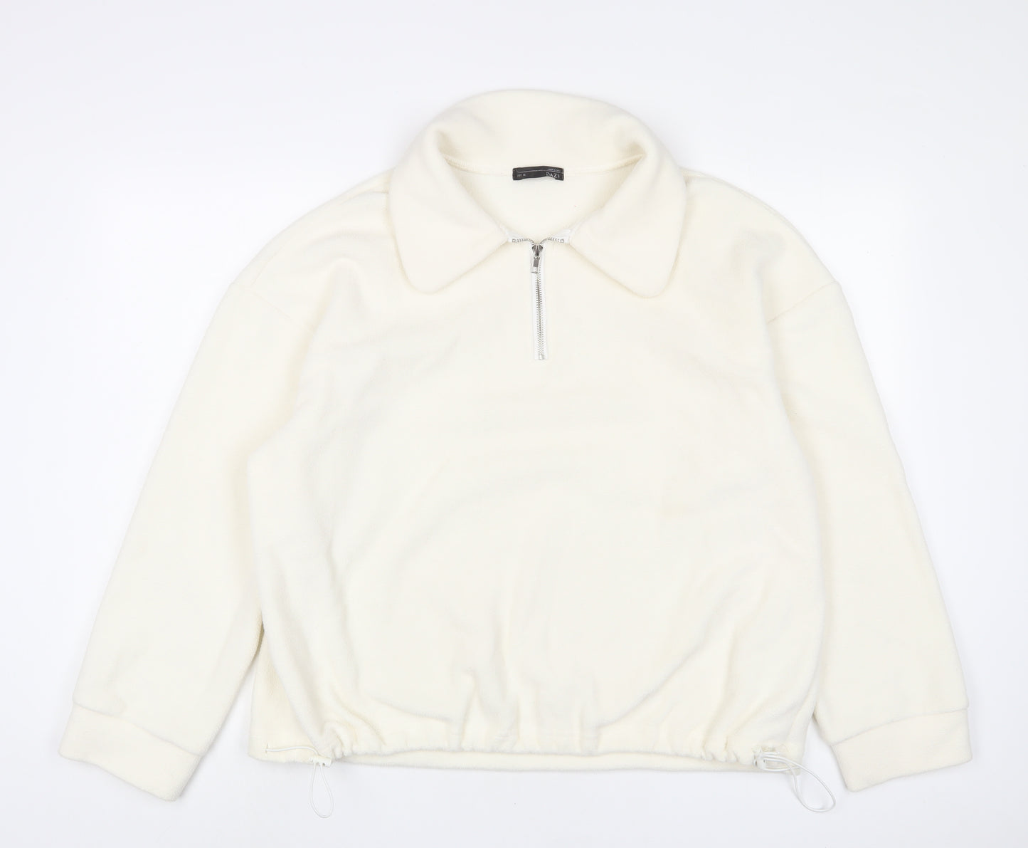 Dazy Womens White Polyester Pullover Sweatshirt Size XL Zip