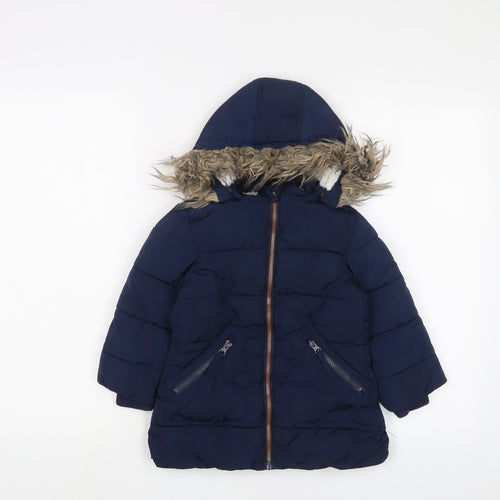 John Lewis Boys Blue Basic Coat Coat Size 3 Years Zip